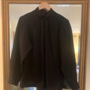 Vintage Mock Neck Black Polka Dot Blouse
